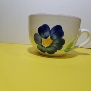 Hand painted ceramic mug/soup bowl 7" wide at handle 5 1/4"